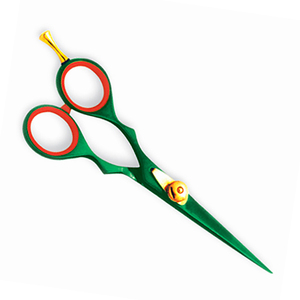 Tijeras de peluquero profesional con acabado recubierto de verde Hecho de acero inoxidable alemán de primera calidad - Product Image 3