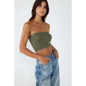 Blusa Informal Color Caqui con Logotipo Frontal, Cuello Redondo sin Costuras, 100% Poliéster - Product Image 3