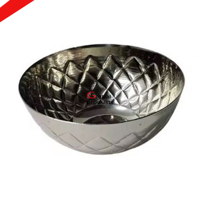 designer silver finished metal stainless steel food and salad serving bowl for hotel restaurant and bar - Product Image 4