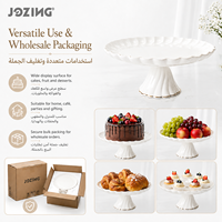 JOZING Assiette à gâteau ronde en céramique de 11,8 pouces, support de service, vaisselle de fête, stock disponible, prix de liquidation d'usine