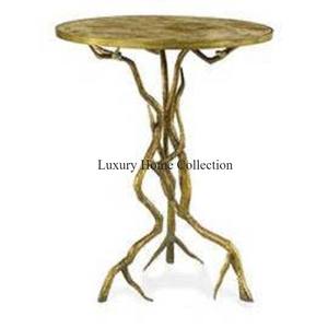 Table décorative de maison pour le salon et le salon Cadre enduit de poudre de couleur noire Conception de branche d'arbre avec dessus en verre - Product Image 3