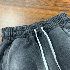 2025 nouveauté Streetwear lavage survêtement ourlet brut fermeture éclair survêtement pour hommes 100% coton éponge évasé pantalons de survêtement et sweat à capuche ensemble - Product Image 5