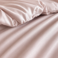 Juego de Ropa de Cama de Satén Rosa, 100% Algodón, 4 Piezas, para Todas las Temporadas, Suave y Lisa, para Hogar y Hotel