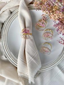 Resin <b>Napkin</b> Ring Holder with Pink Flower Design for Elegant Table Decor Wedding Events <b>Parties</b> Hotel Dining Charming Accent - Product Image 5
