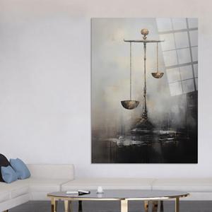 Tableau sur toile Balance de la Justice Dorée : Impression élégante pour décoration de cabinet d'avocats, ART EN VERRE TÉRMÉRÉ - Product Image 1