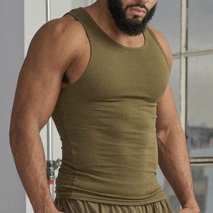 Débardeurs de fitness d'été pour hommes 100% coton respirant I-Line Muscle Vest Casual Sports Tricoté Méthode de tissage - Product Image 2