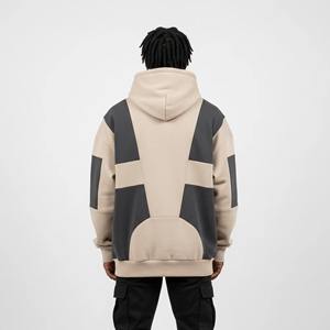 Sweat à capuche court en flanelle et tissu en molleton français, streetwear personnalisé, 100% coton, hiver pour hommes - Product Image 3