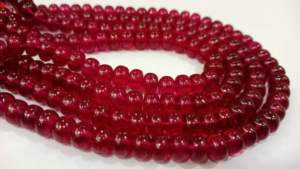 Cuentas de Rondelle exóticas de rubí de 7-8mm de alta calidad, Color rojo liso, vendidas por hebra de 8 pulgadas de largo - Product Image 5