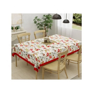 Nappe de table personnalisée en lin 100% biologique de haute qualité, classique, douce, brodée, certifiée GOTS, imperméable, unie, imprimée - Product Image 3