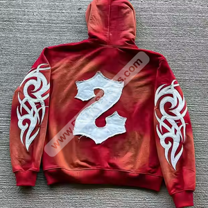 Survêtements rouges personnalisés à impact élevé Concevez sur mesure des survêtements de broderie en détresse Survêtements de broderie en détresse à faible taux de change - Product Image 3