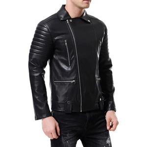 Chaqueta de cuero de otoño para hombre con cremallera múltiple Nuevo diseño de locomotora para motocicletas - Product Image 4