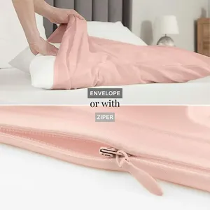 Taie d'<span class=keywords><strong>oreiller</strong></span> en soie de mûrier 100% couleur unie, faite à la main, 22 Momme, fermeture enveloppe - Product Image 5
