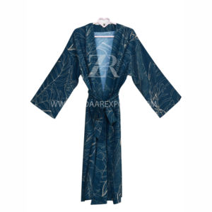 100% algodón Floral impreso Kimono Robe verano ropa de dormir larga ropa de dormir con silueta suelta estilo de vacaciones Kaftan Robe - Product Image 1