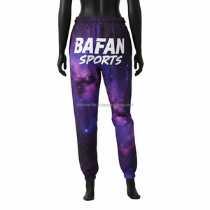 กางเกงจ็อกเกอร์ผู้หญิง ผ้าโพลีเอสเตอร์ผสมสแปนเด็กซ์เนื้อนุ่ม 320 GSM สีม่วงกาแล็กซี่ พิมพ์โลโก้ตามสั่งด้วยเทคนิคซับลิเมชั่น - Product Image 2