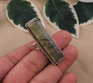 แหวนเงินแท้สำหรับผู้หญิงแหวนเงินแท้แบบ925ประดับอัญมณีธรรมชาติทำด้วยมือดีไซน์เนอร์ - Product Image 2