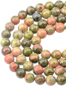 Collar de Cuentas de Unakita RHC de Alta Calidad, Piedras Preciosas Suaves, Cristal Curativo, Cuentas de Piedra Natural Sueltas Rosas y Verdes - Product Image 4