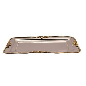 <b>Decorative</b> metal serving tray with intricate embossed patterns and sturdy construction ideal for home <b>decor</b> or event serving - Product Image 5