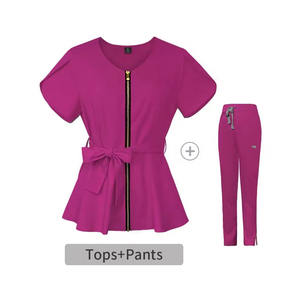 Conjuntos de uniformes de enfermería personalizados de alta calidad para mujer, pantalones superiores elásticos suaves, cómodos uniformes de Hospital, recién llegados, perfectos - Product Image 4