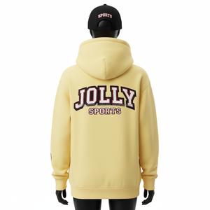 Sweat à capuche pour femme en tissu polaire 330 GSM, jaune, avec logo brodé personnalisé, style streetwear, vêtements d'hiver, basiques pour femmes - Product Image 2