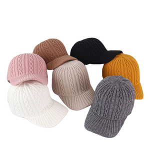 Automne hiver nouvelle mode casquettes de Baseball pour hommes Performance couleur unie plaque lumineuse ajustée bord incurvé chaud tricoté éponge - Product Image 1