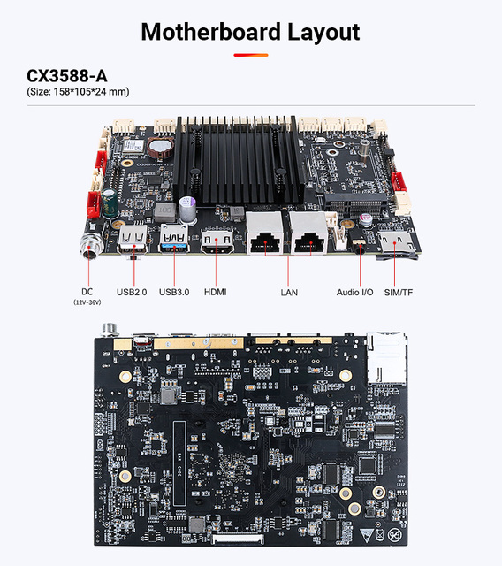 Factory Supply Rockchip RK3588 Board 4G+64G Linux Android AI Development Board for Advertising Display/Medical/Kiosk/Industrial