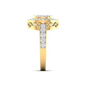 Bague sophistiquée en or jaune 18 carats avec diamant en forme de cœur et de fleurs fantaisie pour femmes, cadeau de fiançailles, de mariage, d'anniversaire, bijoux - Product Image 6