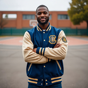 Veste de baseball d'hiver chaude pour hommes, couleur unie, col ras du cou, manteau universitaire, veste universitaire boutonnée pour garçons adultes - Product Image 5