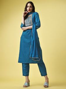 Secuencia de bordado de rayón de moda trabajo Parte superior inferior con ropa de fiesta dupatta precio al por mayor Ropa Étnica - Product Image 6