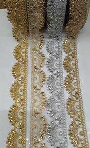 custom made on <b>black</b> base fabric machine embroidered <b>laces</b> in multi coloured floral designs and in three colours for garments. - Product Image 3