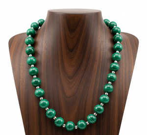 Collar de Cuentas de Labradorita y Malaquita Tibetana de 18 Pulgadas para Mujer, Diseño Geométrico Anudado a Mano, Pulsera de Cuentas Moderna - Product Image 3