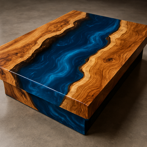 Table de salon en résine, plateau de table rectangulaire en résine artisanale exclusive, plateau de table rectangulaire en résine époxy de qualité supérieure pour hôtels - Product Image 3