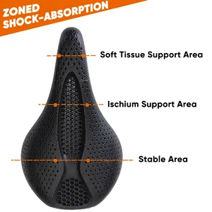 BUCKLOS Carbon Fiber 3D Saddle 3D Printed Ultralight Ergonomic Bike Saddle Comfortable Road Mountain Bicycle Seat Cycling Parts