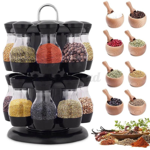 Recipientes Cuadrados de Vidrio para Especias con Tapas Mezcladoras Diseñados para una Fácil Dispensación y Almacenamiento Organizado de Condimentos y Hierbas - Product Image 1