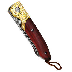 Couteau de poche à lame en acier damassé fait à la main avec manche en bois personnalisable prix de gros OEM - Product Image 4