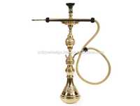 Chichas Mini Royalty Égyptiennes de Luxe Farida en Laiton Laqué Fait Main, Édition Limitée, Type Incurvé Doré, Ensemble Shisha pour Café