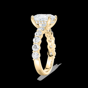 Bague de fiançailles en diamant de laboratoire taille princesse 2,40 CTW, pierres latérales rondes, certifiée IGI, or massif 14 carats, bague de mariée de luxe - Product Image 2