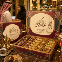 Boîte à dattes personnalisée AT PACK pour l'Aïd Moubarak, pliable, pour desserts sucrés, cadeau, emballage pour fête de l'Aïd musulman