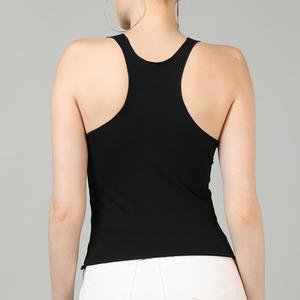 Camiseta sin mangas personalizada para mujer, camiseta sin mangas lisa con patrón sólido, servicio OEM, camisetas de longitud corta estampadas - Product Image 2