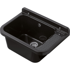 Lavabo mural moderne en pierre artificielle 50x34cm noir - Product Image 1