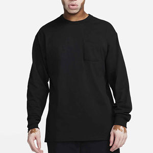 T-shirts personnalisés OEM pour hommes, vêtements de rue, manches longues, col rond, décontractés, de haute qualité, 100% coton, tricotés, sérigraphiés - Product Image 1