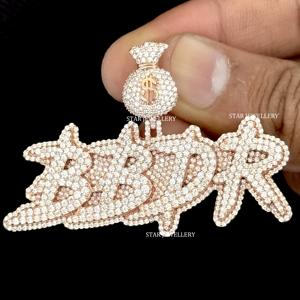 Colgante de Letra Personalizado con Incrustaciones de Moissanita VVS, Estilo Hip Hop, Chapado en Oro sobre Plata de Ley 925, de STAR JEWELLERY - Product Image 1