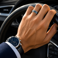 Bague de mariage JLM professionnelle personnalisée en acier inoxydable 316L avec incrustation double rangée de coquillages d'ormeau pour hommes et femmes