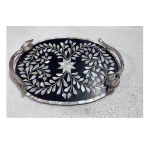 Bandeja de Servicio Hecha a Mano con Logotipo Personalizado, de Nácar, para Uso en el Hogar y Hoteles, Decorativa, Precio de Fábrica, Hecha en India - Product Image 3