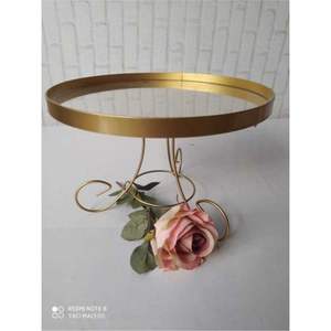 Elegant Wrought Iron Gold Cake Holder Wholesale Mirrored Dessert Pedestal Metal Display Stand for Wedding Cake & Buffet Serving - Product Image 1