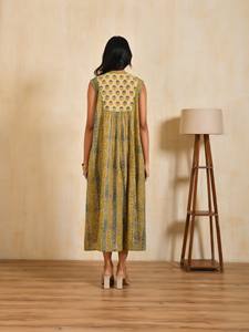 Robe longue en coton imprimée au bloc pour femmes, robes imprimées au bloc de Jaipur, fabricant OEM en gros, étiquette de marque personnalisée - Product Image 4