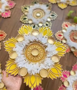 Juego surtido de jazmín MDF Lotus Rangoli con portavelas para Diwali, entrada de inauguración de la casa y decoración de escaleras - Product Image 4