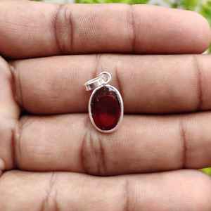 Pendentif en argent 925 fait à la main lunette fine pierre précieuse Hessonite bijoux sains cadeau pour ses enfants élégant lunette réglage charme - Product Image 5