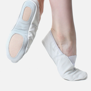 Nuevo diseño, lona elástica rosa, Media suela, zapatos de gimnasia de Ballet para adultos, niños, medios zapatos elásticos líricos, planos de cuero - Product Image 4