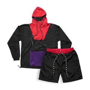 Ensemble veste coupe-vent et short pour homme personnalisé, deux pièces, fermeture éclair, polyester, style streetwear estival, prix de gros - Product Image 1