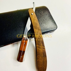 Rasoir professionnel jetable de haute qualité pour barbier, à lame droite en acier inoxydable, manche en bois durable, pour le visage - Product Image 1